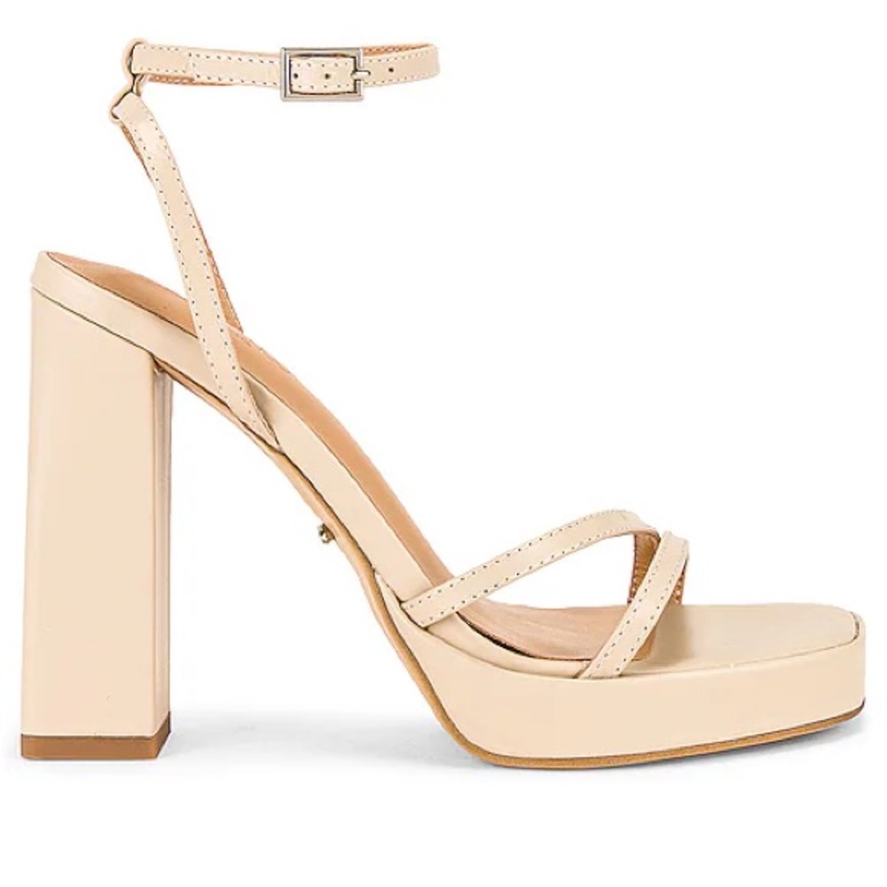 Tony Bianco Nude Platform Block Heel Sandal with Ankle Strap